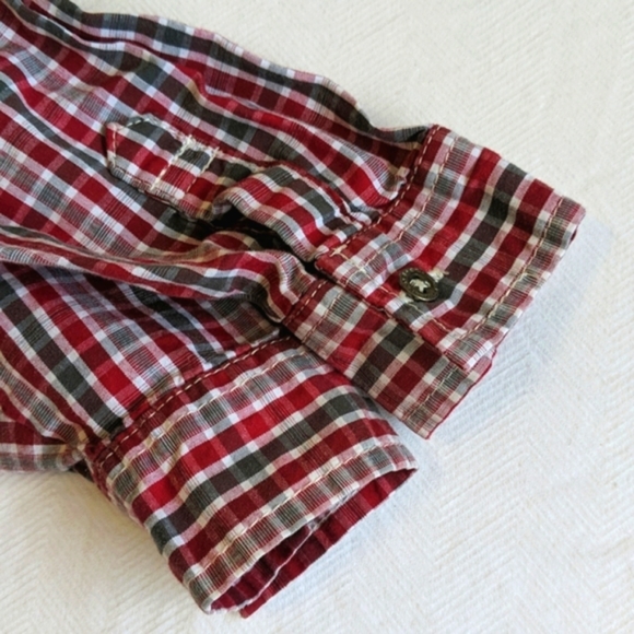kenneth cole reaction red plaid button down dress shirt 2T toddler boys - Picture 4 of 5